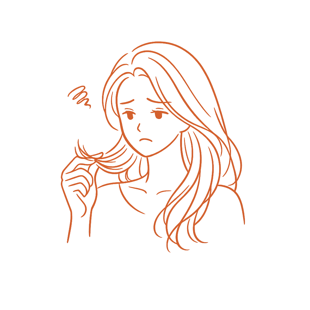 髪に悩む女性のイラスト